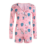 Sexy Women Bodysuit Long Sleeve Deep V Neck Bodycon Stretch Leotard Crop Top Button Short Romper Pajamas Women Jumpsuit Overalls - ENSEIGNE DENIS