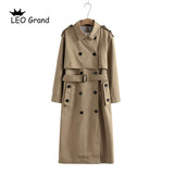Vee Top women casual solid color double breasted outwear fashion sashes office coat chic epaulet design long trench 902229 - ENSEIGNE DENIS