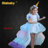 Christmas Girls Unicorn Dress with Long Tail + Wings Wig Hairband Baby