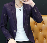 HO 2020 Men 's casual collar collar blazers youth handsome trend Slim print blazers   5XL   6XL - ENSEIGNE DENIS