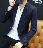 HO 2020 Men 's casual collar collar blazers youth handsome trend Slim print blazers   5XL   6XL - ENSEIGNE DENIS