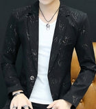 HO 2020 Men 's casual collar collar blazers youth handsome trend Slim print blazers   5XL   6XL - ENSEIGNE DENIS