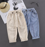 Autumn Spring Baby Boys Jeans Pants Kids Clothes Cotton Casual Children Trousers Denim Boys Clothes 2-6Year Blue and beige - ENSEIGNE DENIS