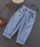 Autumn Spring Baby Boys Jeans Pants Kids Clothes Cotton Casual Children Trousers Denim Boys Clothes 2-6Year Blue and beige - ENSEIGNE DENIS