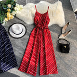 Dot Print Jumpsuit Bodysuits Women Sexy Party Playsuit Summer Female Long Trousers Romper Casual Beach Wide Leg Jumpsuit Ladies - ENSEIGNE DENIS