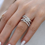 925 Silver AAA Zircon Luxury CUrve Intersection Female Crystal Round Stone Ring Engagement Ring Vintage Party Rings For Women - ENSEIGNE DENIS