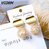New Korean Acrylic Earrings For Women Statement Vintage Geometric Gold Dangle Drop Earrings 2019 Female Wedding Fashion Jewelry - ENSEIGNE DENIS