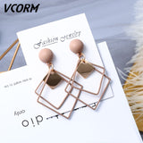 New Korean Acrylic Earrings For Women Statement Vintage Geometric Gold Dangle Drop Earrings 2019 Female Wedding Fashion Jewelry - ENSEIGNE DENIS