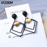 New Korean Acrylic Earrings For Women Statement Vintage Geometric Gold Dangle Drop Earrings 2019 Female Wedding Fashion Jewelry - ENSEIGNE DENIS