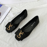 Classic Shallow Flats Casual Shoes Women Metal letters Loafers Oxford Slip On Moccasins Female Suede Leather Footwear flat shoes - ENSEIGNE DENIS