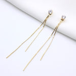 2020 New Long Crystal Tassel Gold Color Dangle Earrings for Women Wedding Drop Earing Fashion Jewelry Gifts - ENSEIGNE DENIS