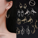 Punk Human Face Drop Earrings For Women Retro Abstract Hollow out Statement Hand Metal Fashion Dangle Earring Jewelry - ENSEIGNE DENIS