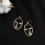 Punk Human Face Drop Earrings For Women Retro Abstract Hollow out Statement Hand Metal Fashion Dangle Earring Jewelry - ENSEIGNE DENIS