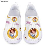 INSTANTARTS New Cartoon Nurse Doctor Print Women Sneakers Slip On Light Mesh Shoes Summer Breathable Flats Shoes Zapatos planos