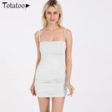 Totatoop Lace Up V Neck Ruched Bodycon Mini Dress Women 2020 Summer Hollow Out Ruffles Sundress Beachwear Vestidos - ENSEIGNE DENIS