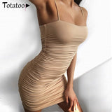 Totatoop Lace Up V Neck Ruched Bodycon Mini Dress Women 2020 Summer Hollow Out Ruffles Sundress Beachwear Vestidos - ENSEIGNE DENIS