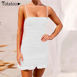 Totatoop Lace Up V Neck Ruched Bodycon Mini Dress Women 2020 Summer Hollow Out Ruffles Sundress Beachwear Vestidos - ENSEIGNE DENIS