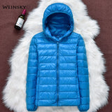 Winter Women Ultralight Thin Down Jacket White Duck Down Hooded Jackets Long Sleeve Warm Coat Parka Female Portable Outwear - ENSEIGNE DENIS