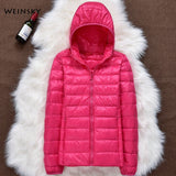 Winter Women Ultralight Thin Down Jacket White Duck Down Hooded Jackets Long Sleeve Warm Coat Parka Female Portable Outwear - ENSEIGNE DENIS