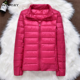 Winter Women Ultralight Thin Down Jacket White Duck Down Hooded Jackets Long Sleeve Warm Coat Parka Female Portable Outwear - ENSEIGNE DENIS