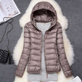 Winter Women Ultralight Thin Down Jacket White Duck Down Hooded Jackets Long Sleeve Warm Coat Parka Female Portable Outwear - ENSEIGNE DENIS
