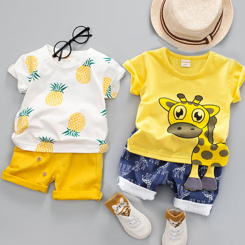 2020 fashion infant Suits Baby Clothing Set for Boys Girls Cute Summer Casual Clothes Set Giraffe Top+Shorts Kids Clothes - ENSEIGNE DENIS