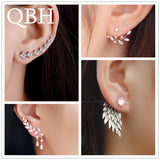 New Fashion Simulated Pearls Pendientes Bijoux Angel Wings Leaf Feather Flowers Stud Earrings For Women Wedding Jewelry Brincos - ENSEIGNE DENIS