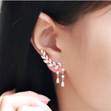 New Fashion Simulated Pearls Pendientes Bijoux Angel Wings Leaf Feather Flowers Stud Earrings For Women Wedding Jewelry Brincos - ENSEIGNE DENIS