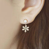 New Fashion Simulated Pearls Pendientes Bijoux Angel Wings Leaf Feather Flowers Stud Earrings For Women Wedding Jewelry Brincos - ENSEIGNE DENIS