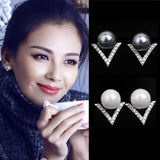 New Fashion Simulated Pearls Pendientes Bijoux Angel Wings Leaf Feather Flowers Stud Earrings For Women Wedding Jewelry Brincos - ENSEIGNE DENIS