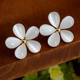 New Fashion Simulated Pearls Pendientes Bijoux Angel Wings Leaf Feather Flowers Stud Earrings For Women Wedding Jewelry Brincos - ENSEIGNE DENIS