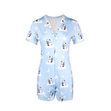 2020 Sexy Women V-neck Bodycon Sleepwear Jumpsuit Button Bodysuit Shorts Romper Leotard Printed Long/Short Sleeve Bodysuit - ENSEIGNE DENIS