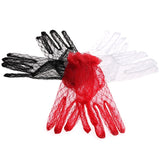 Black Red White Ivory Short Lace Bridal Gloves Wedding Accessories Party Lace Gloves