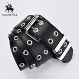 NO.ONEPAUL women belt Genuine Leather New Punk style fashion Pin Buckle jeans Decorative Belt Chain luxury brand belts for women - ENSEIGNE DENIS