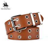 NO.ONEPAUL women belt Genuine Leather New Punk style fashion Pin Buckle jeans Decorative Belt Chain luxury brand belts for women - ENSEIGNE DENIS