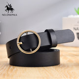 NO.ONEPAUL women belt Genuine Leather New Punk style fashion Pin Buckle jeans Decorative Belt Chain luxury brand belts for women - ENSEIGNE DENIS