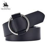 NO.ONEPAUL women belt Genuine Leather New Punk style fashion Pin Buckle jeans Decorative Belt Chain luxury brand belts for women - ENSEIGNE DENIS