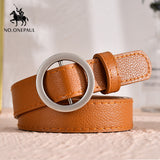 NO.ONEPAUL women belt Genuine Leather New Punk style fashion Pin Buckle jeans Decorative Belt Chain luxury brand belts for women - ENSEIGNE DENIS