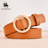 NO.ONEPAUL women belt Genuine Leather New Punk style fashion Pin Buckle jeans Decorative Belt Chain luxury brand belts for women - ENSEIGNE DENIS