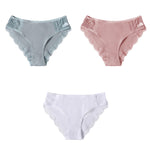 3PCS/Set Cotton Underwear Women's Panties Comfort Underpants  Floral Lace Briefs For Woman Sexy Low-Rise Pantys Intimates M L XL - ENSEIGNE DENIS
