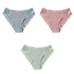 3PCS/Set Cotton Underwear Women's Panties Comfort Underpants  Floral Lace Briefs For Woman Sexy Low-Rise Pantys Intimates M L XL - ENSEIGNE DENIS