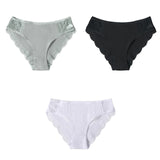 3PCS/Set Cotton Underwear Women's Panties Comfort Underpants  Floral Lace Briefs For Woman Sexy Low-Rise Pantys Intimates M L XL - ENSEIGNE DENIS