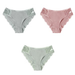 3PCS/Set Cotton Underwear Women's Panties Comfort Underpants  Floral Lace Briefs For Woman Sexy Low-Rise Pantys Intimates M L XL - ENSEIGNE DENIS