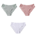 3PCS/Set Cotton Underwear Women's Panties Comfort Underpants  Floral Lace Briefs For Woman Sexy Low-Rise Pantys Intimates M L XL - ENSEIGNE DENIS