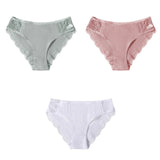 3PCS/Set Cotton Underwear Women's Panties Comfort Underpants  Floral Lace Briefs For Woman Sexy Low-Rise Pantys Intimates M L XL - ENSEIGNE DENIS