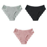 3PCS/Set Cotton Underwear Women's Panties Comfort Underpants  Floral Lace Briefs For Woman Sexy Low-Rise Pantys Intimates M L XL - ENSEIGNE DENIS