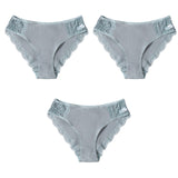 3PCS/Set Cotton Underwear Women's Panties Comfort Underpants  Floral Lace Briefs For Woman Sexy Low-Rise Pantys Intimates M L XL - ENSEIGNE DENIS