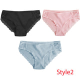3PCS/Set Cotton Underwear Women's Panties Comfort Underpants  Floral Lace Briefs For Woman Sexy Low-Rise Pantys Intimates M L XL - ENSEIGNE DENIS