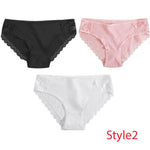 3PCS/Set Cotton Underwear Women's Panties Comfort Underpants  Floral Lace Briefs For Woman Sexy Low-Rise Pantys Intimates M L XL - ENSEIGNE DENIS