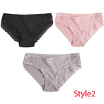 3PCS/Set Cotton Underwear Women's Panties Comfort Underpants  Floral Lace Briefs For Woman Sexy Low-Rise Pantys Intimates M L XL - ENSEIGNE DENIS